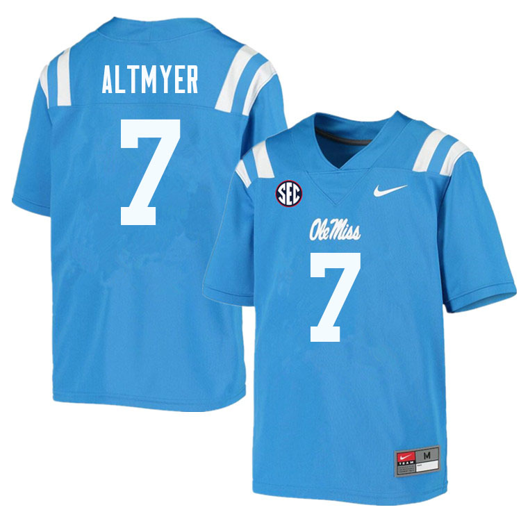 Men #7 Luke Altmyer Ole Miss Rebels College Football Jerseys Sale-Powder Blue